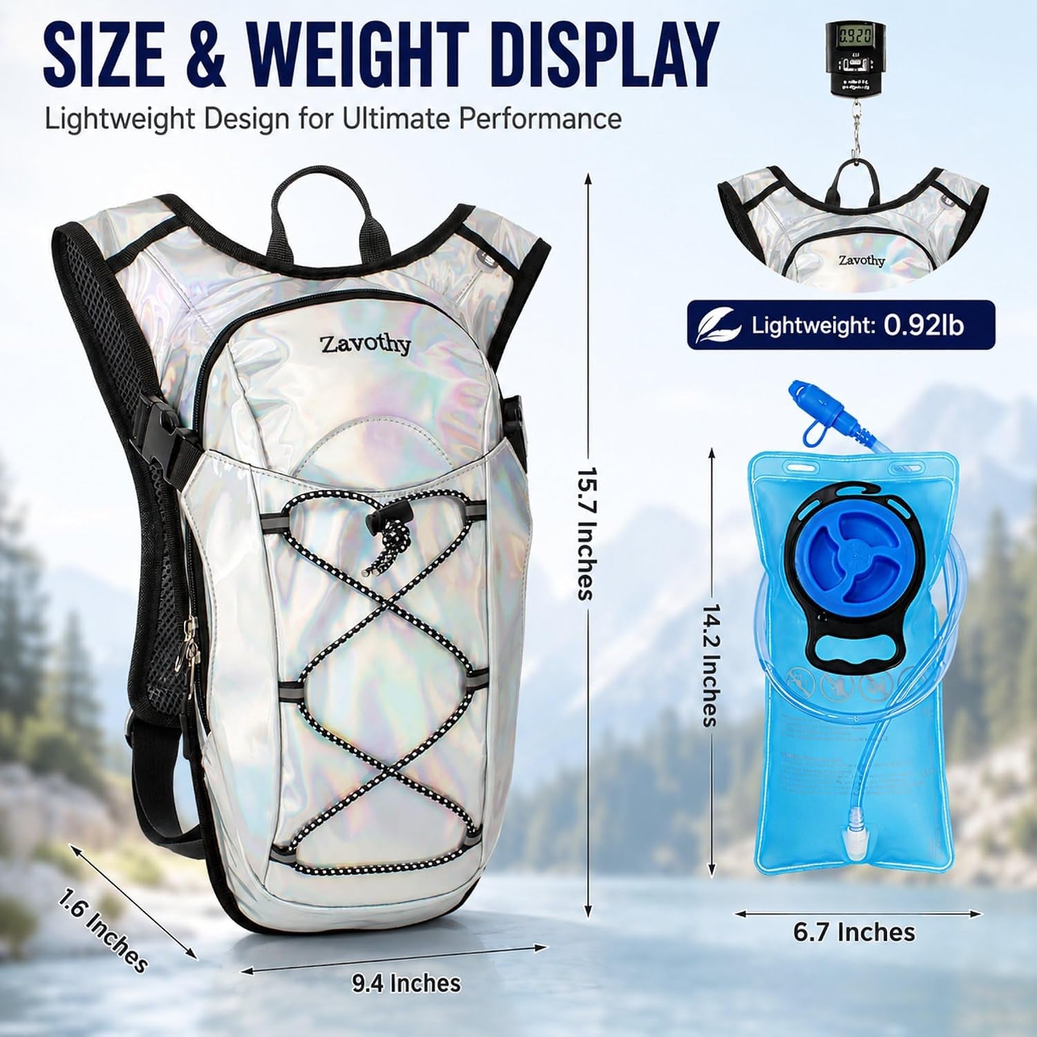 Reflective Hydration Backpack, Hydration Pack - Water Backpack with 2L Hydration Bladder, Essential for Festivals - Rave Hydration Pack for Hiking, Running, Cycling, and Festivals